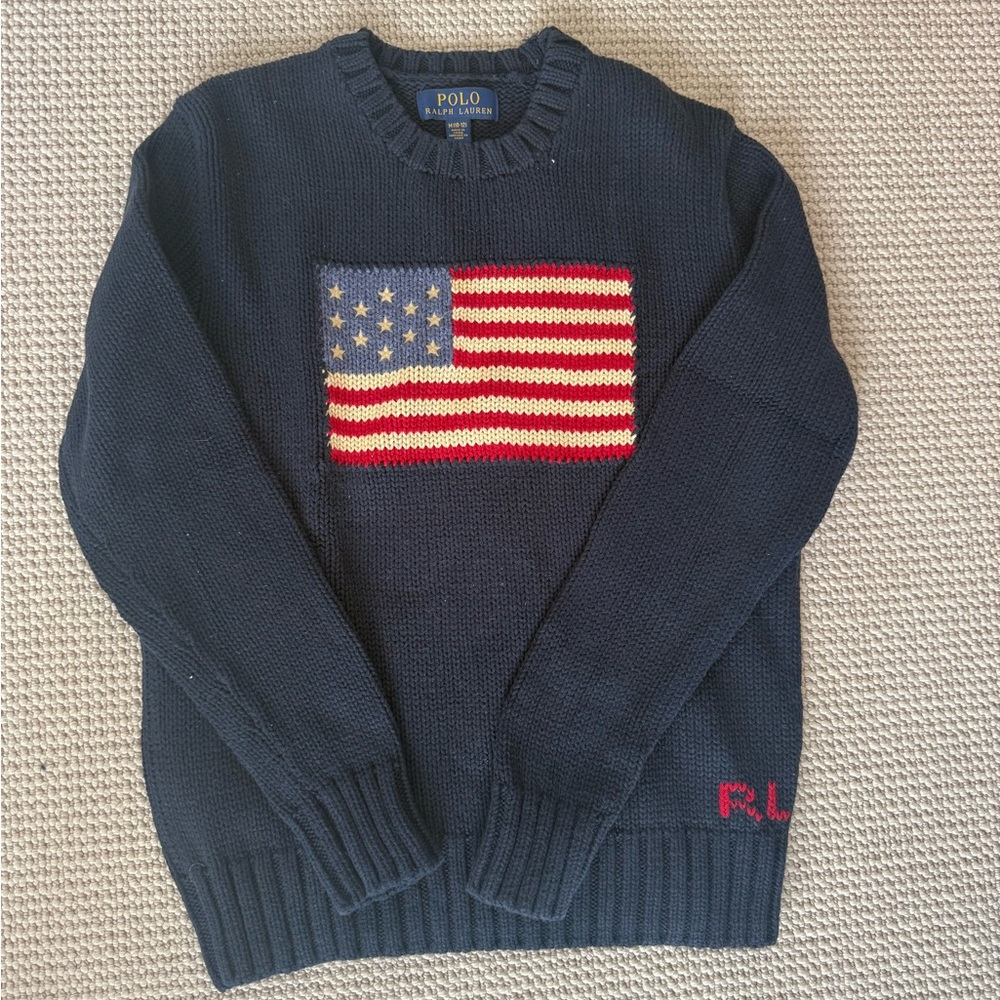 Polo by Ralph Lauren Dark Blue Sweater with Flag Design